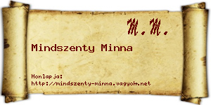 Mindszenty Minna névjegykártya